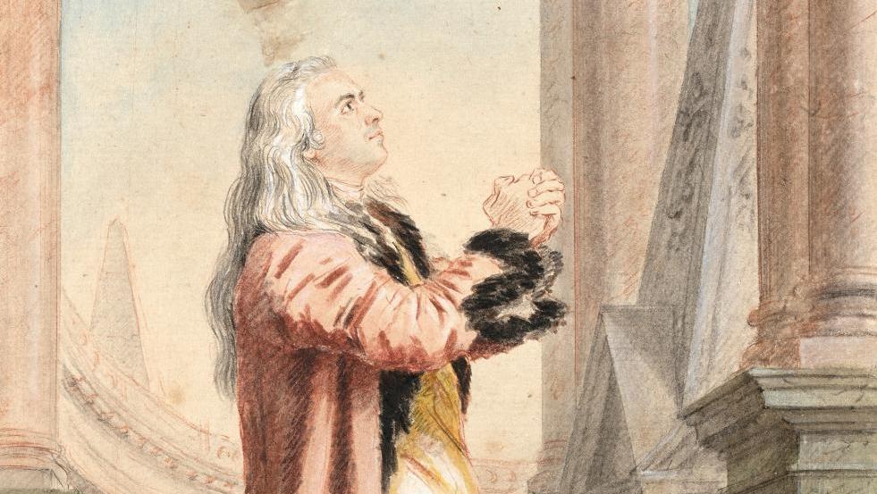 Louis Carrogis, dit Carmontelle (1717-1806), Le Comédien Jean-Baptiste Brizard jouant... Carmontelle : quand un dessinateur portraiture un acteur d’une pièce de Voltaire