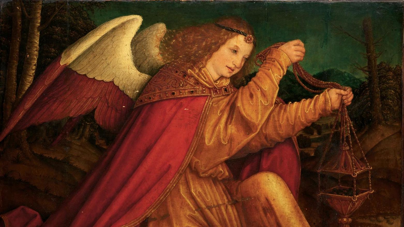 Bernhard Strigel (1460-1528), Ange vêtu d’une tunique jaune tenant un encensoir,... Un ange plein de promesses de Bernhard Strigel