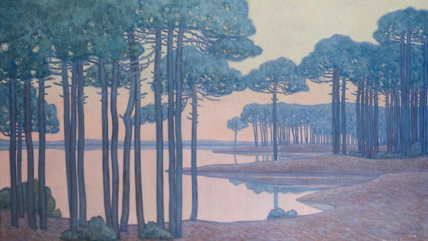 Jean-Roger Sourgen (1883-1978), L’Étang landais, 1938, huile sur toile, 1938, signée... De Lizal à Sourgen : une passion pour le Sud-Ouest