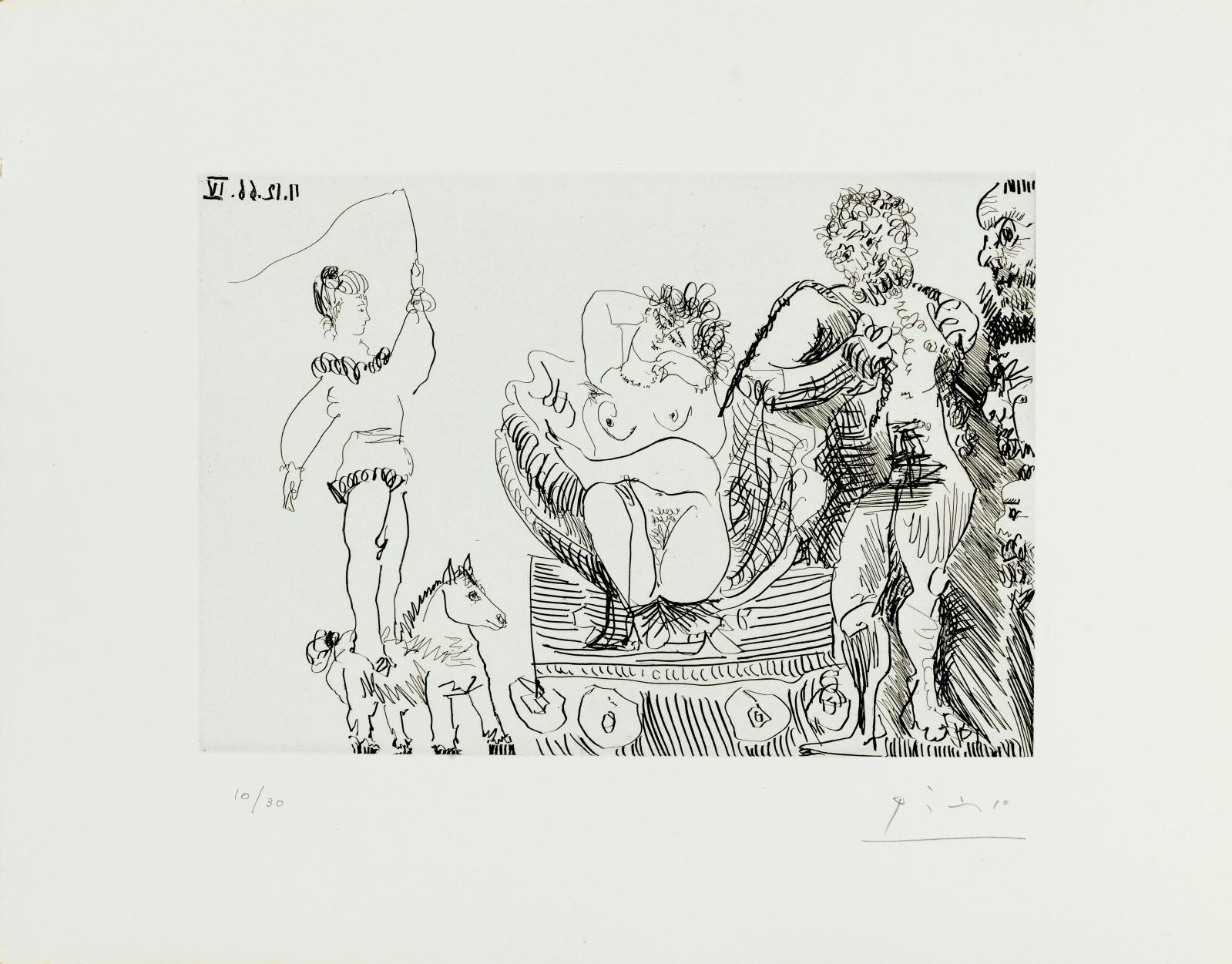 Fernand Crommelynck (1885-1970) and Pablo Picasso (1881-1973), Le Cocu magnifique, complete set in the book of 12 wide-margin etchings on 