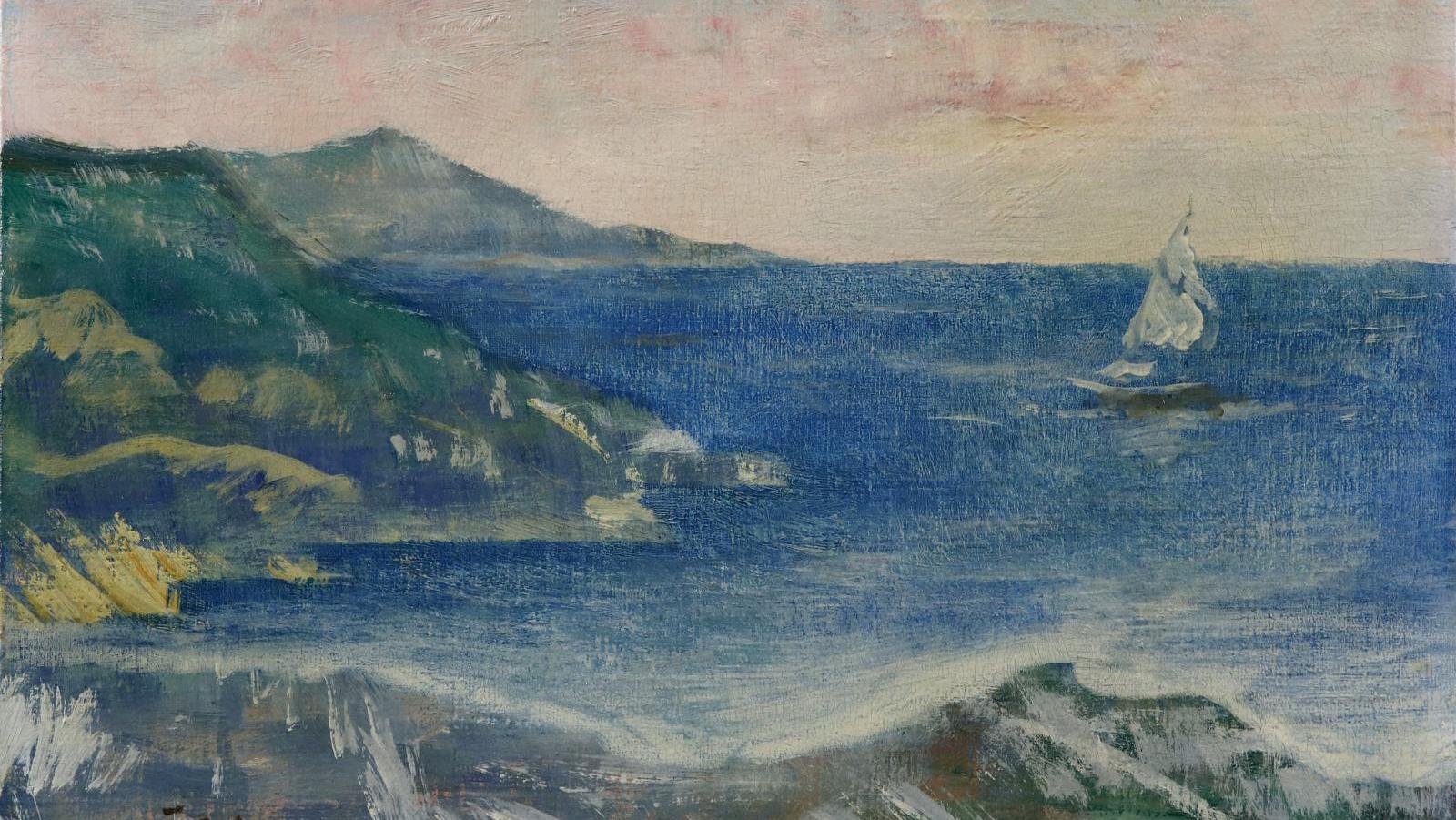 Carlo Carrà (1881-1966), Marine avec voilier (Seascape with Sailboat), 1944, oil... Painting for the Future with a Late Work by Carlo Carrà