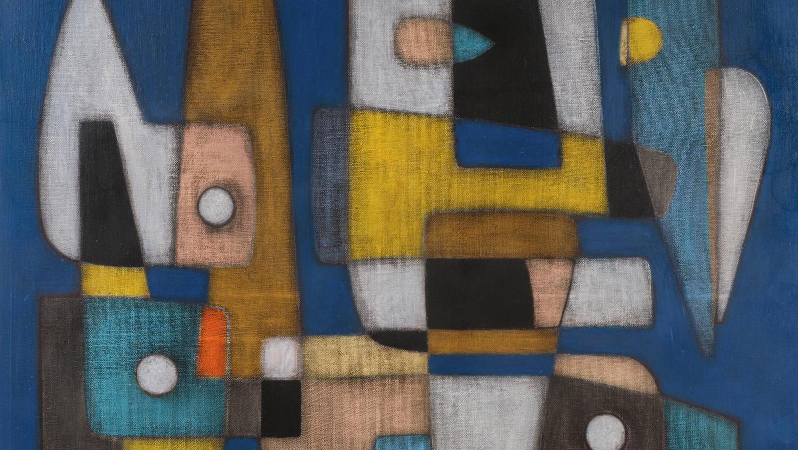 Guido Maggiori (né en 1944), Composition bleue, huile sur toile, 80 x 80 cm. Estimation :... L’œil à l'écoute de Guido Maggiori