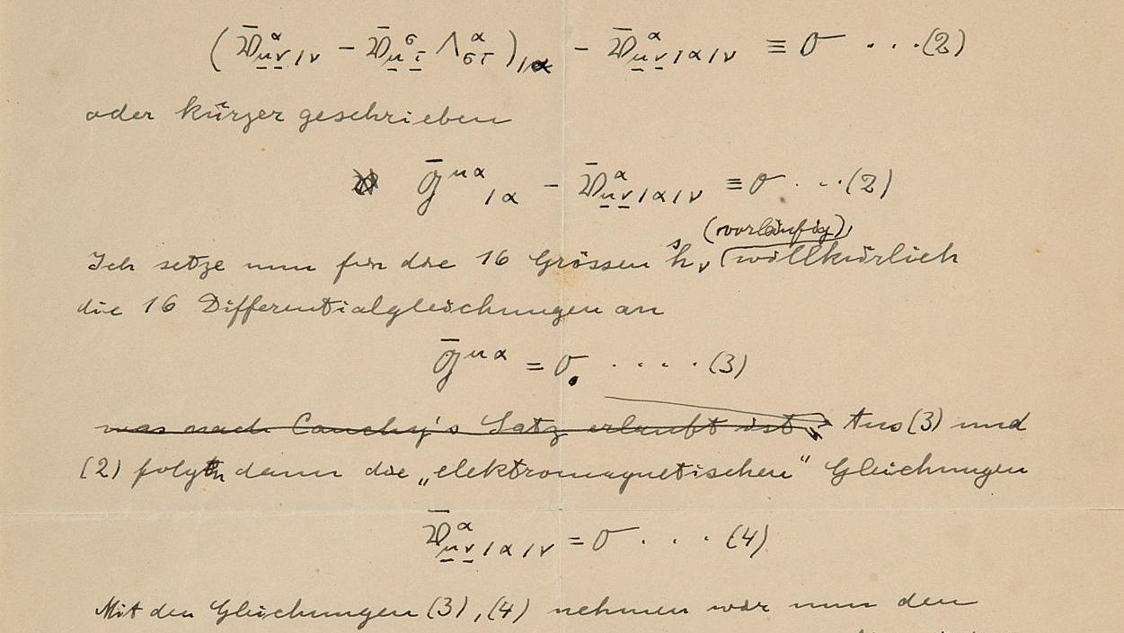 Albert Einstein (1879-1955), manuscrit autographe signé «A. Einstein», 1 page in-4°... Les trésors de papier d'Albert Einstein