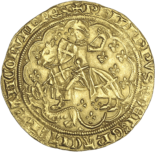 42 700 € : c’était la somme à débourser pour ce florin «Georges d’or» (2e émission du 27 avril 1346) frappé par Philippe VI de Valois (132
