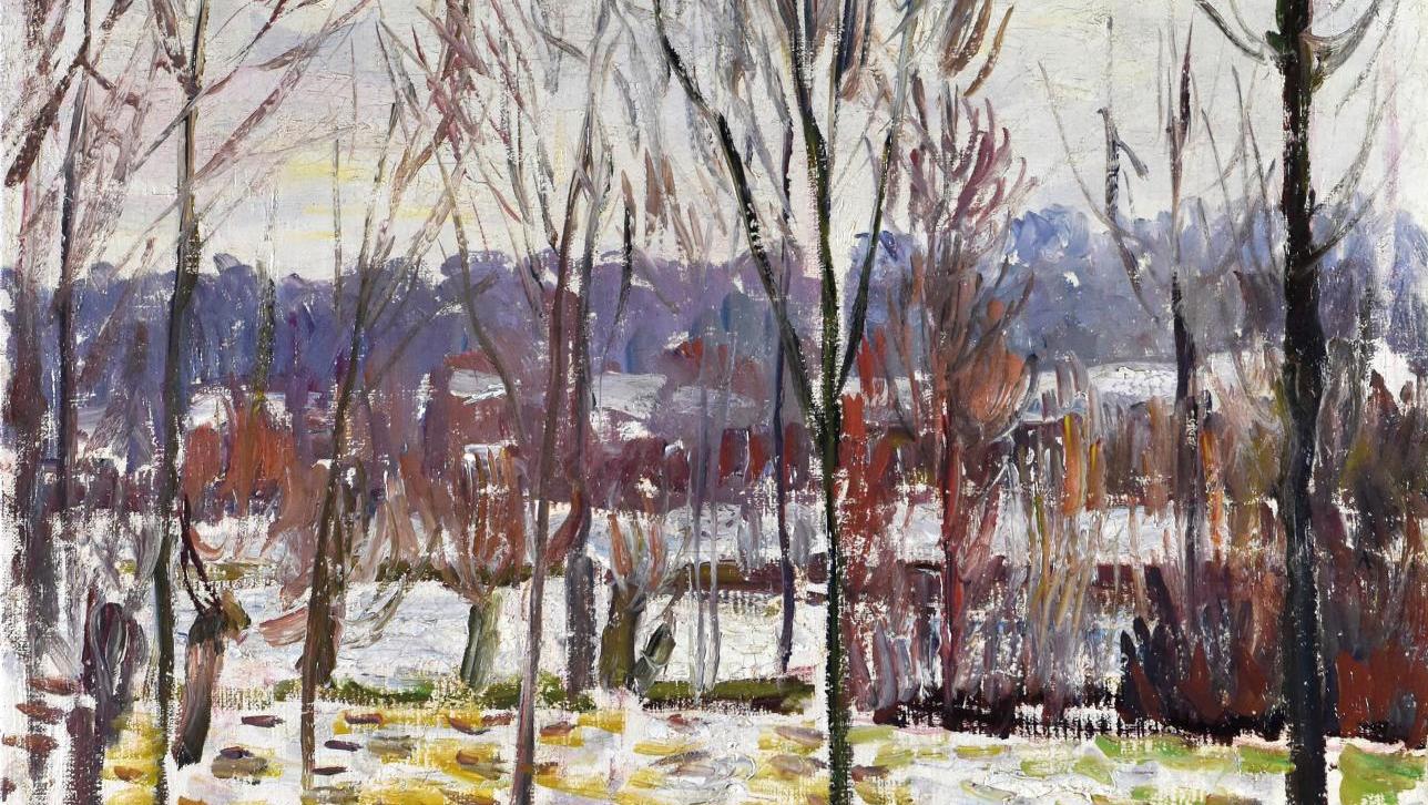 Camille Pissarro (1830-1903), Poplars in Winter,Snow Effect, Éragny, ca. 1895, oil... Winter Time in Éragny by Camille Pissarro
