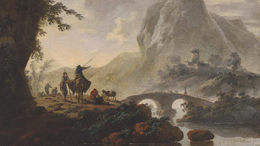 Jean Pillement (1728-1808), Paysage au pont sur la rivière traversant une vallée... Jean-Baptiste Pillement: Poetry and a Change of Scene