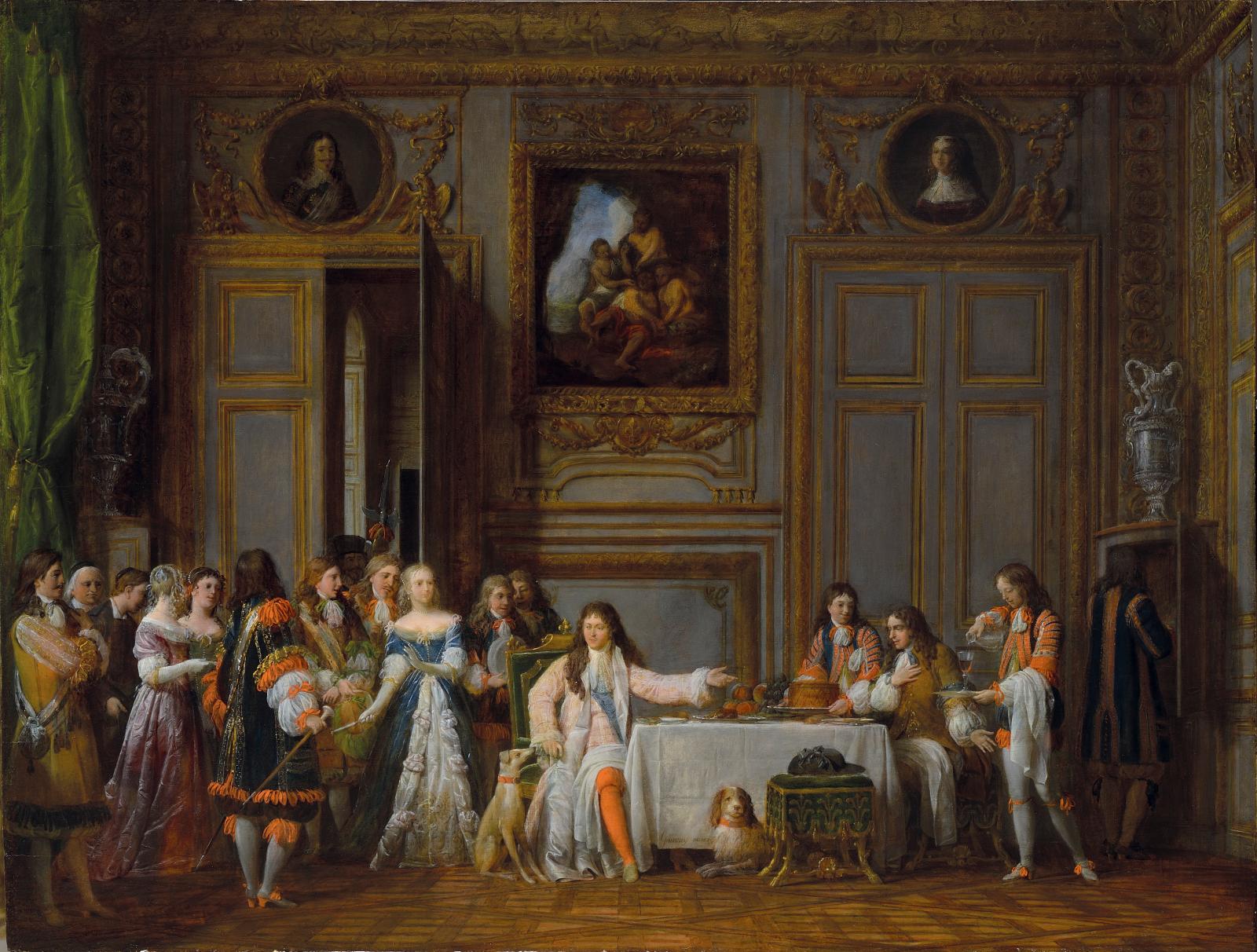 François-Jean Garneray (1755-1837), Molière honoré par Louis XIV, 1824, huile sur panneau parqueté, 56 x 72,2 cm. 15 novembre 2020, Fontai