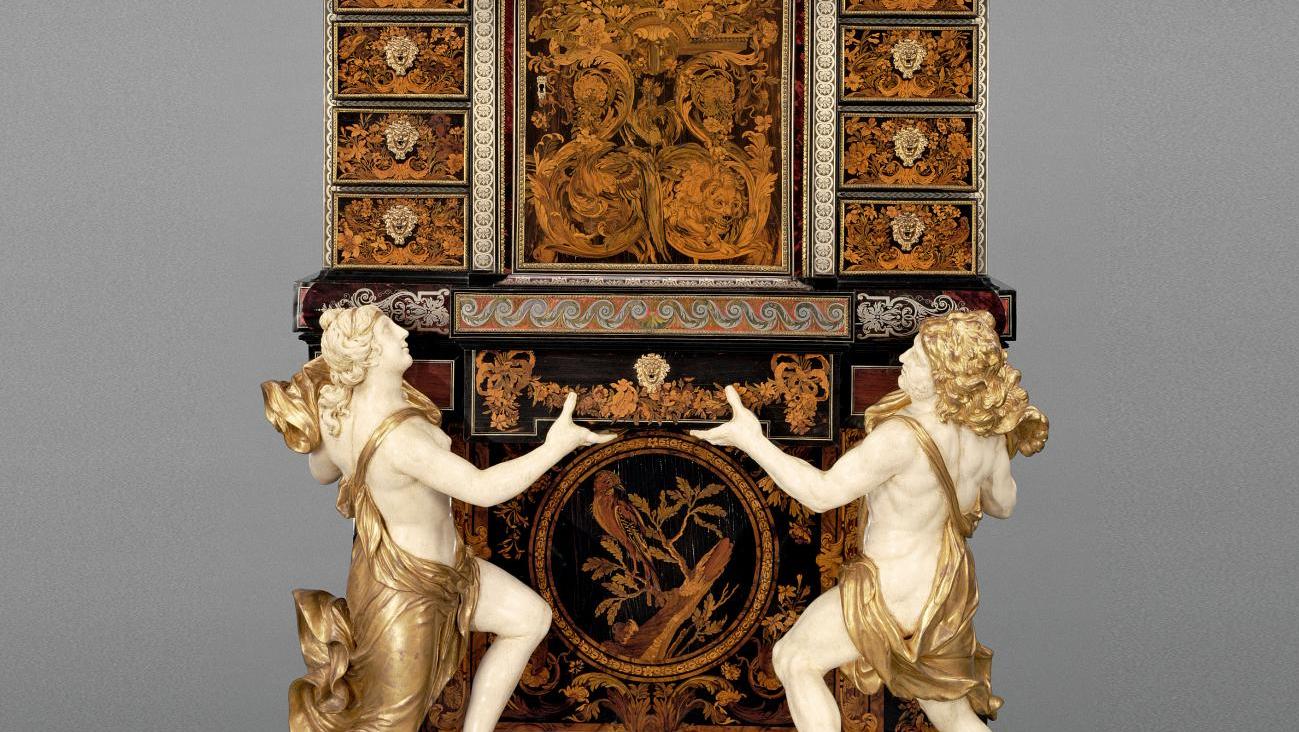André-Charles Boulle (1642-1732). Cabinet sur piétement, vers 1677, chêne, ébène,... Ébénistes sous le règne de Louis XIV
