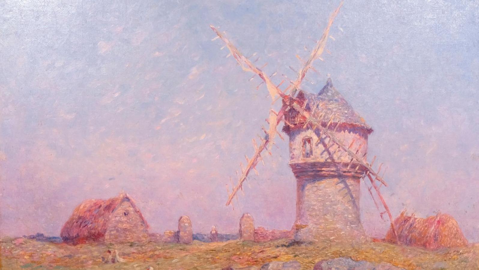 Ferdinand Loyen du Puigaudeau (1864-1930), Guérande, le moulin de Crémeur, huile... Souvenirs de Guérande par du Puigaudeau