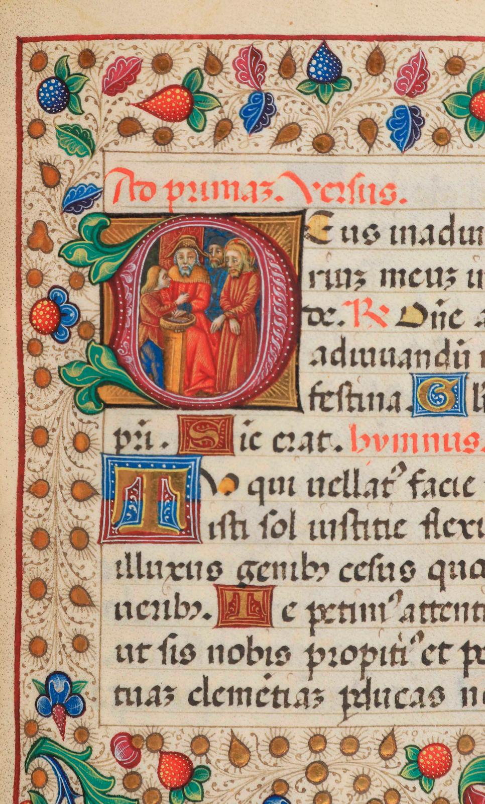 Historiated letter from folio 168r of the Book of Hours of Antoine de Savoie-Raconis and Jeanne de Pontevès.