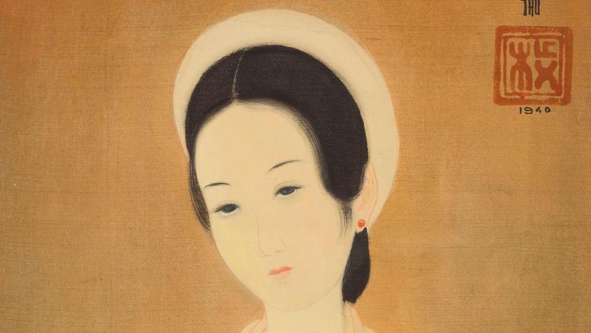 Mai Trung Thu, dit Mai-Thu (1906-1980), L’Écharpe rose, 1940, encre et gouache sur... Mai-Thu, en toute transparence