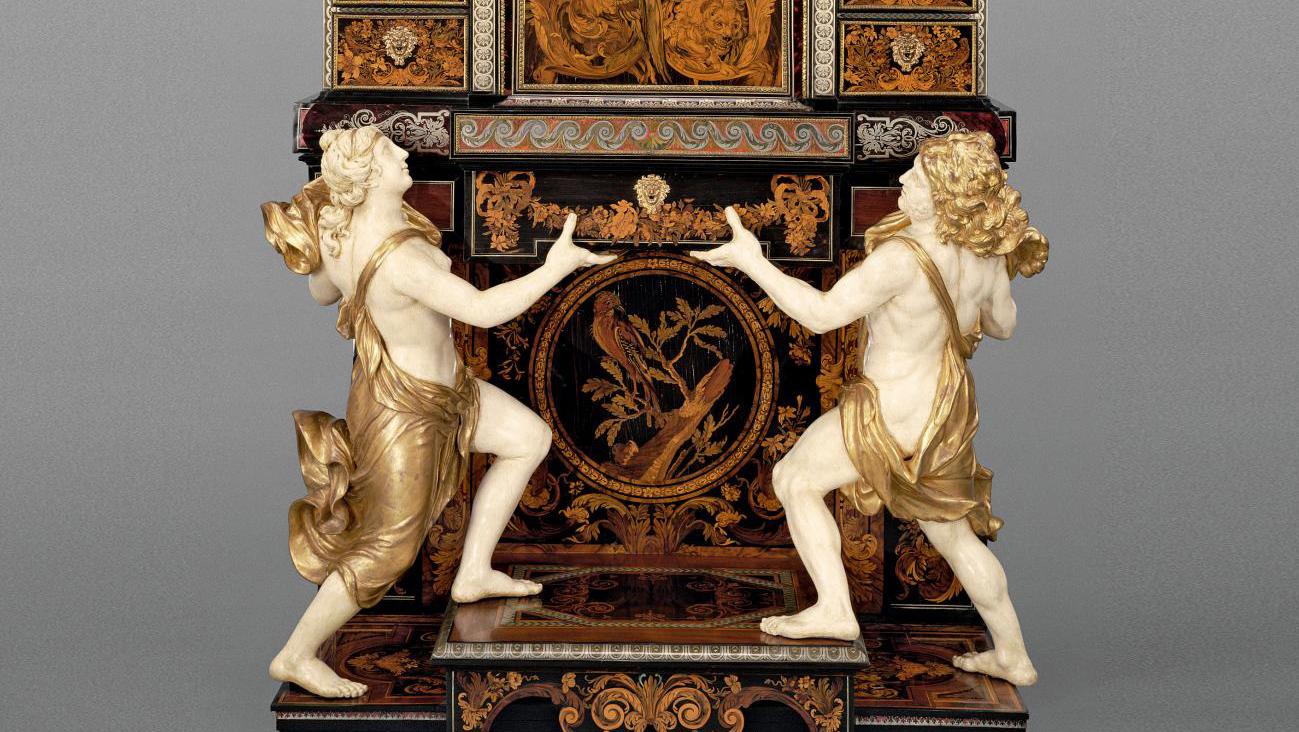 André-Charles Boulle (1642-1732). Cabinet on stand, c. 1677, oak veneered with pewter,... Cabinetmakers During the Reign of French King Louis XIV