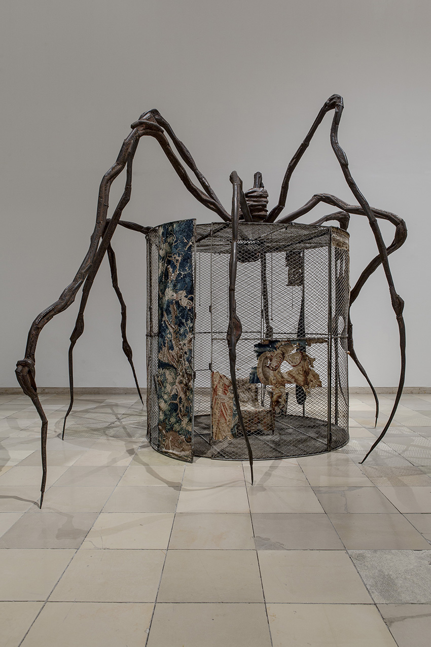 Louise Bourgeois (1911-2010), Spider, 1997, steel, tapestry, wood, glass, fabric, rubber, silver, gold and bone, 449.6 x 665.5 x 518.2 cm/