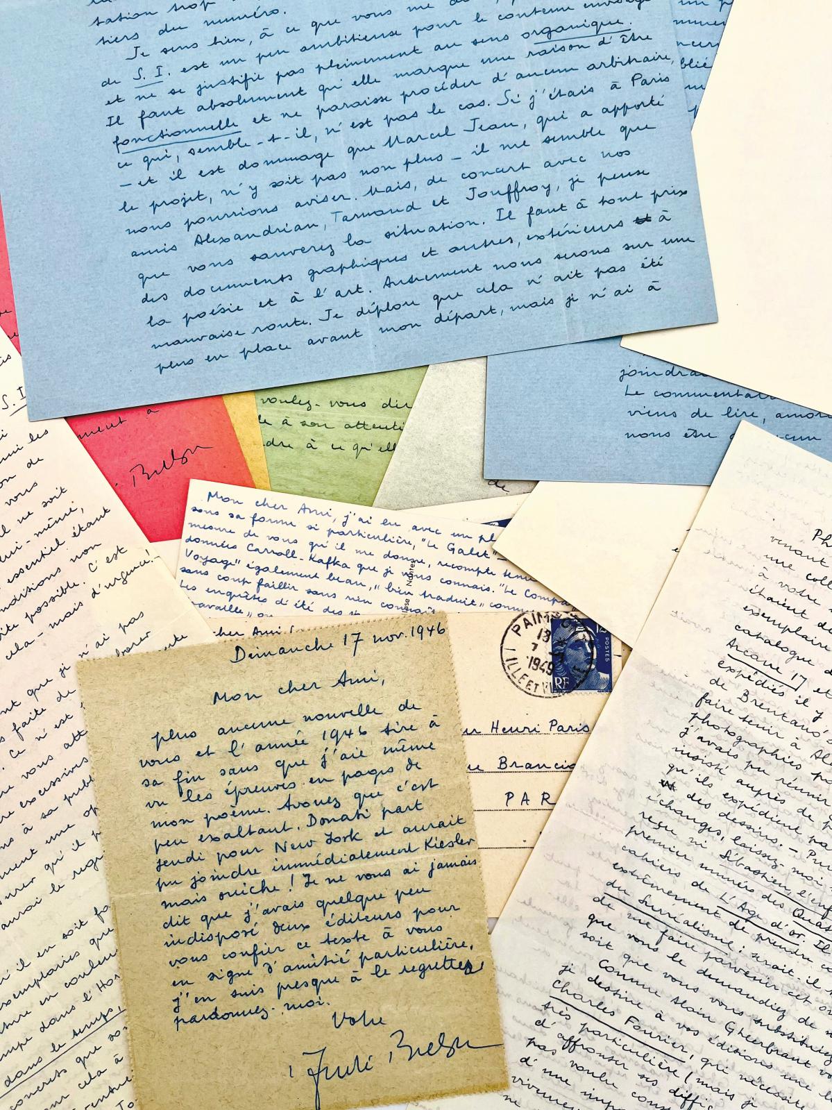 André Breton (1896-1966), 15 lettres autographes signées à Henri Parisot, 18 p. in-4° et in-8° Paris, New York, Antibes et Saint-Cirq-Lapo