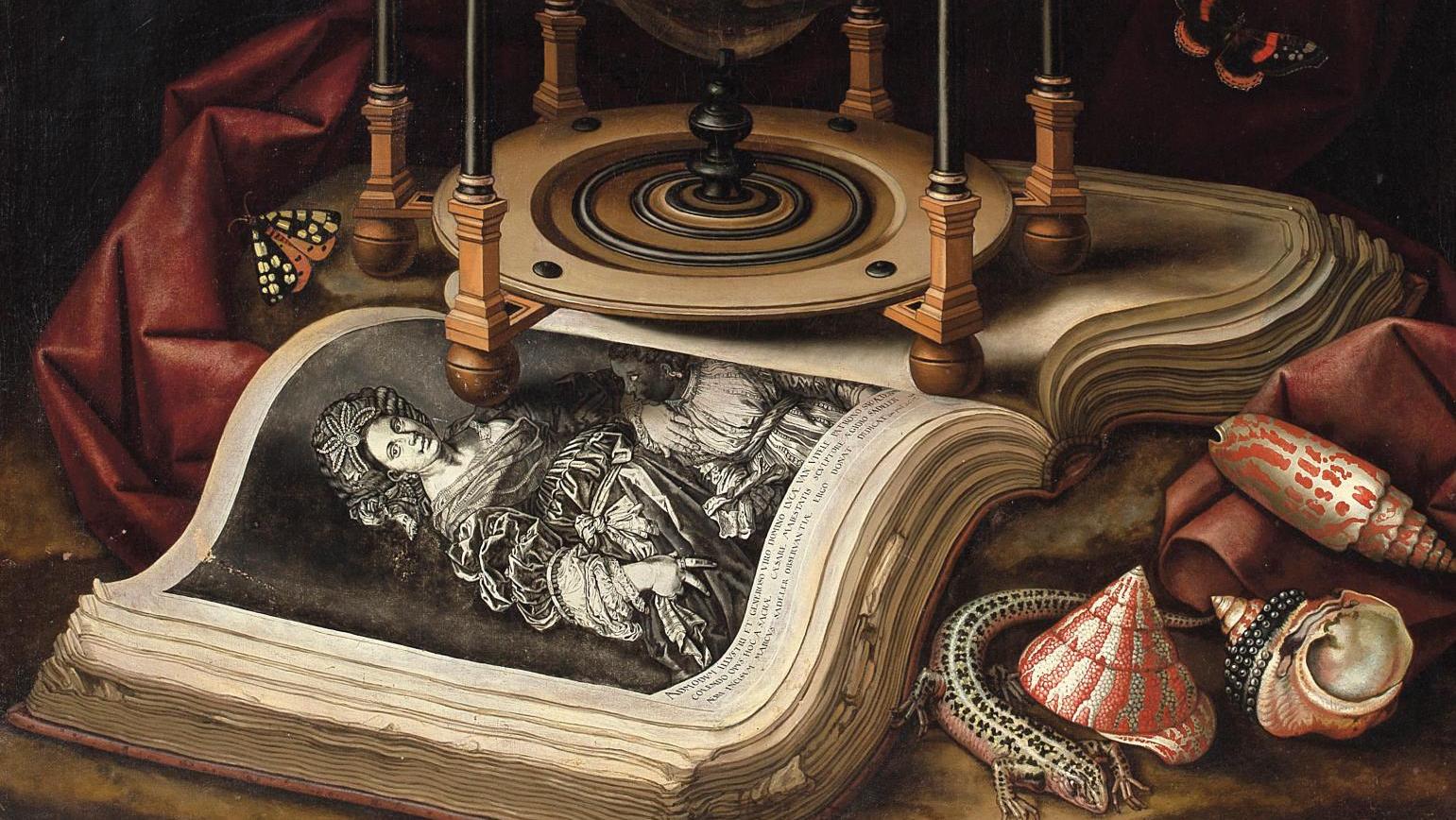 Christian Luyckx (1623-1657), Nature morte au globe céleste, au livre ouvert, coquillages,... Des peintres virtuoses de la matière