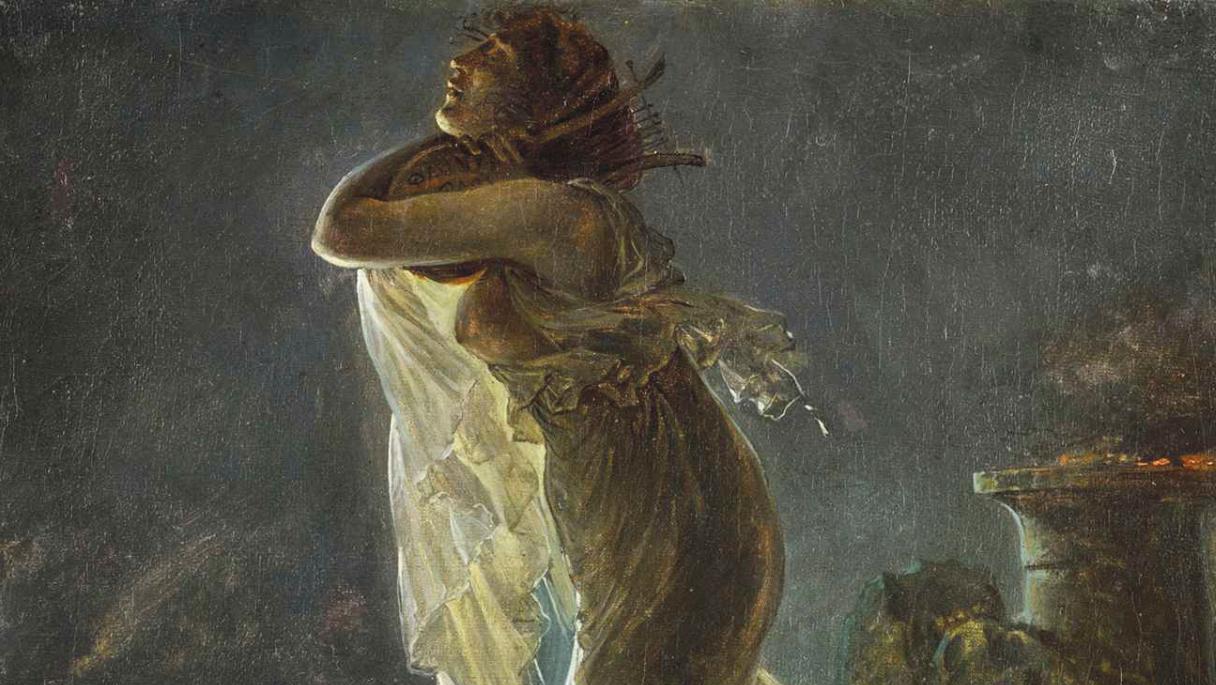 Suiveur d’Antoine-Jean Gros (1771-1835), Sapho à Leucate , huile sur toile, 40,3 x 32 cm.... La peinture romantique française à l’honneur