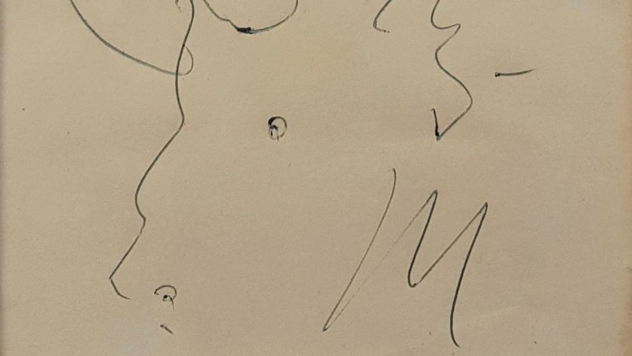Pablo Picasso (1881-1973), Tête de taureau, 1963, encre de stylo bille sur papier... Pablo Picasso à l’ombre des arènes