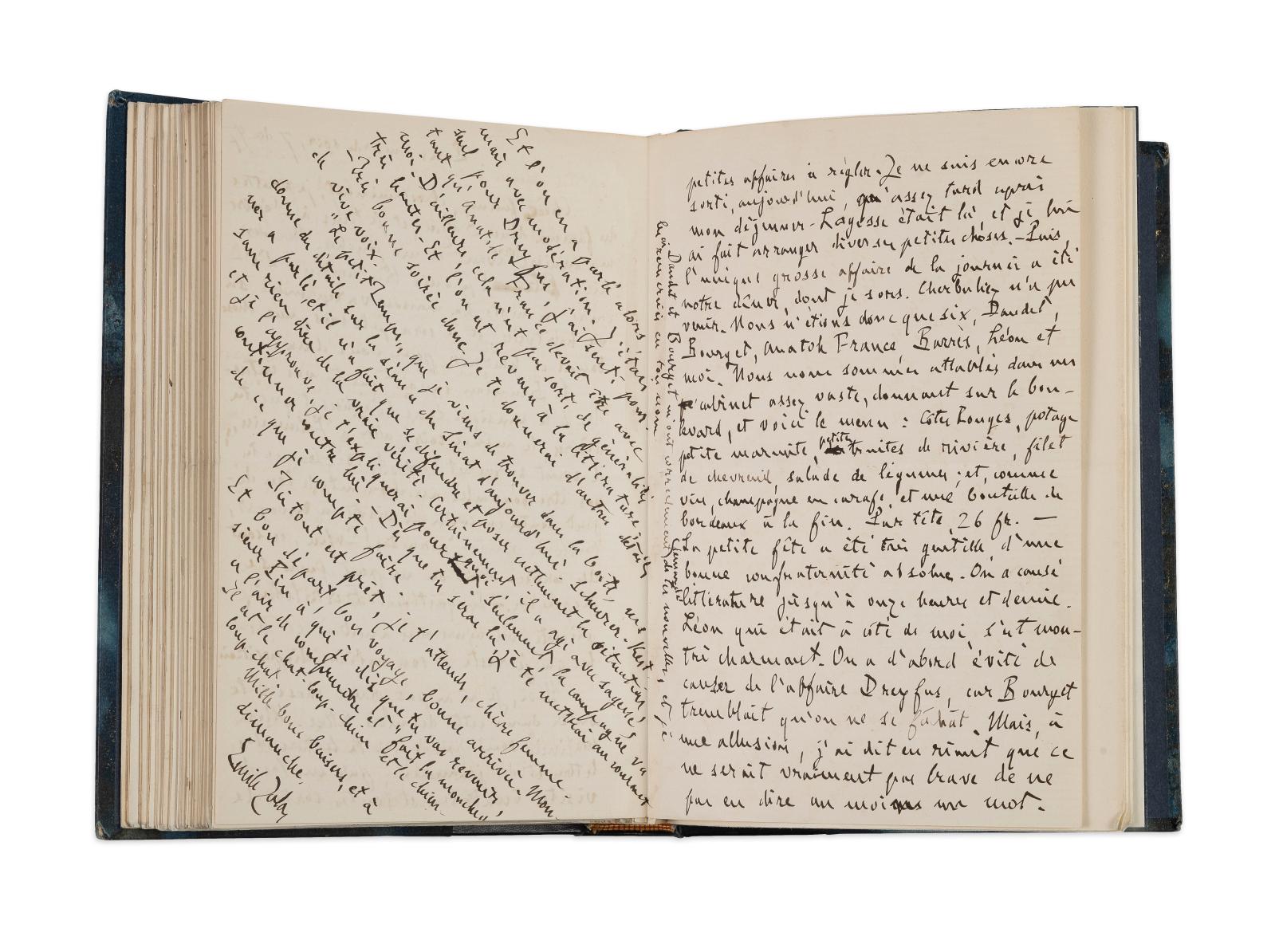 Émile Zola (1840-1902), 312 lettres autographes signées à sa femme Alexandrine, 1876-1901, environ 110 pages in-8°, plus quatre cartes et 