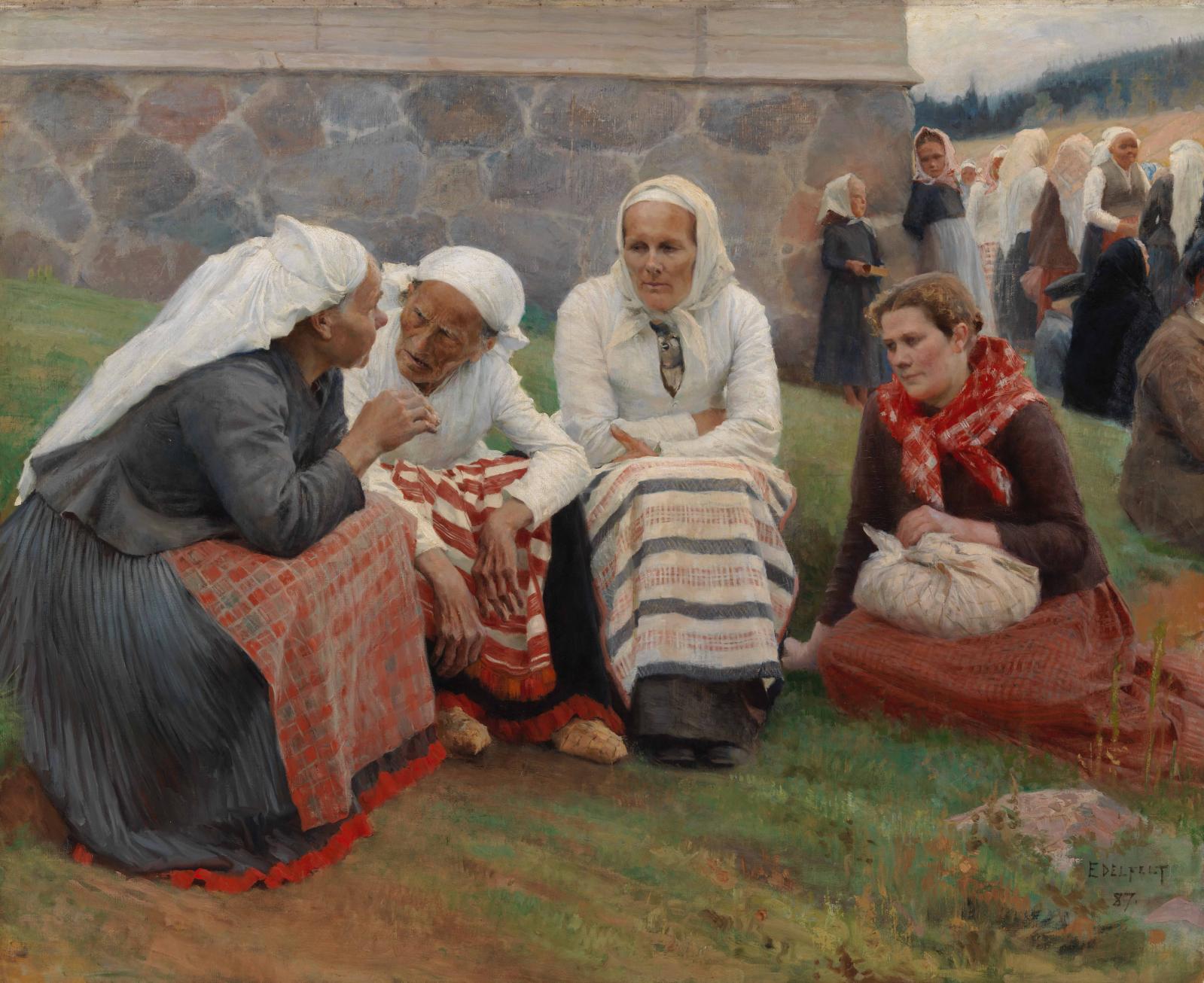 Albert Edelfelt, Devant l’église, Finlande, 1887, huile sur toile, Helsinki, Ateneum Art Museum, Finnish National Gallery.© Finnish Nation