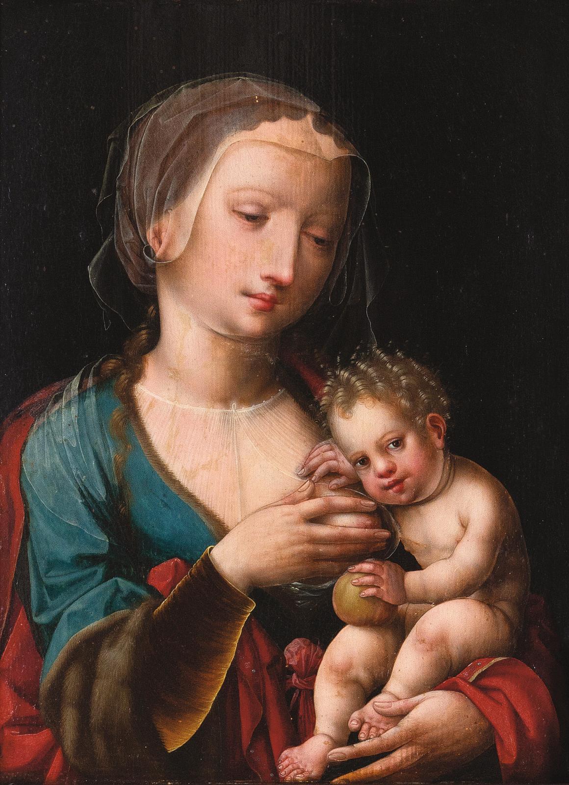 Vierge allaitant par le Maître au Perroquet