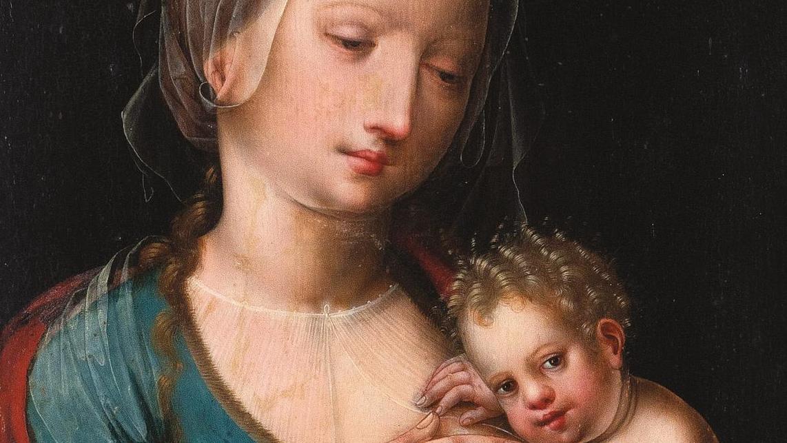   Vierge allaitant par le Maître au Perroquet