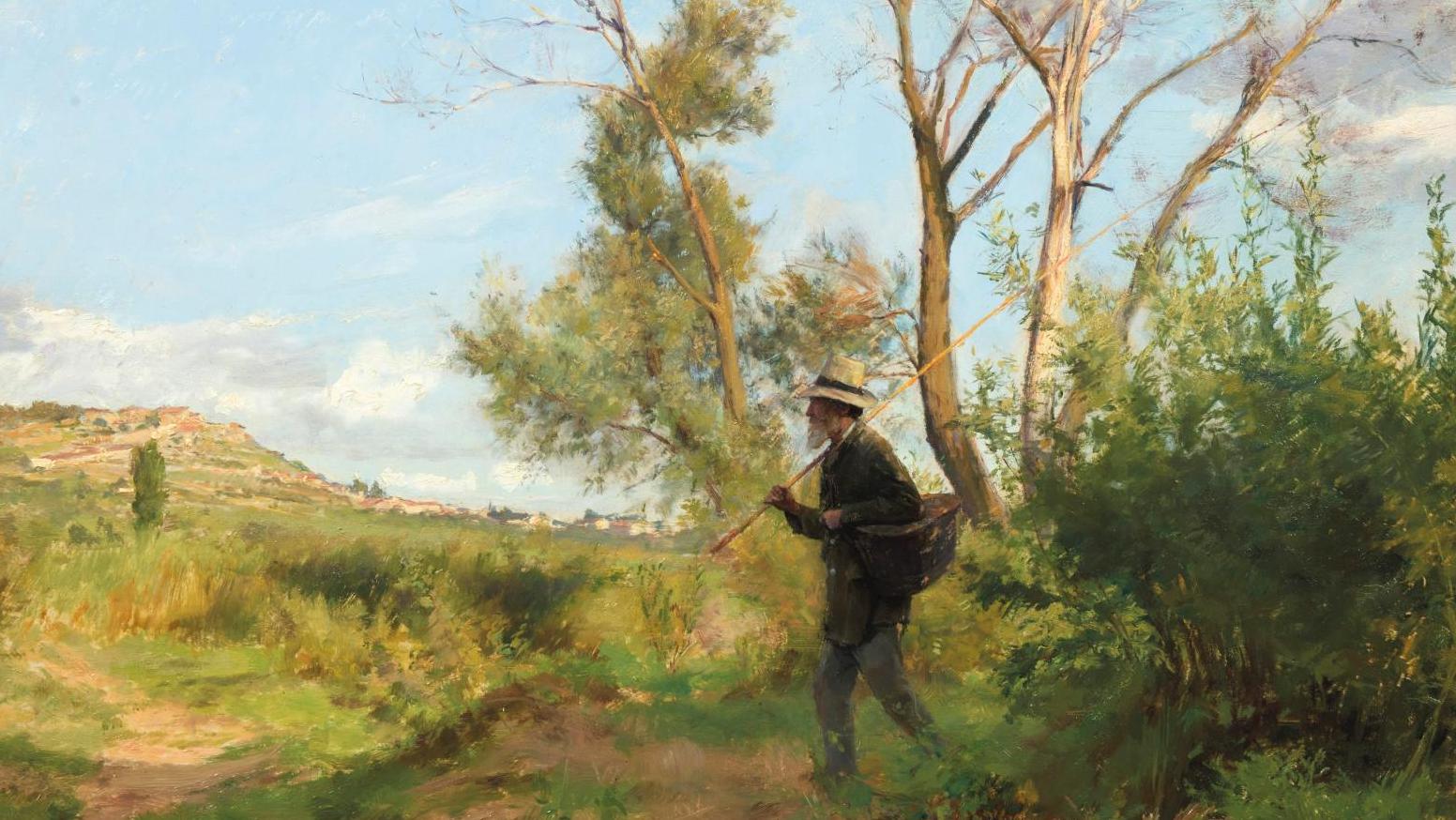 Émile Friant (1863-1932), Une lisière de bois (Le Père Pidole, avec le village de... Émile Friant paysagiste 