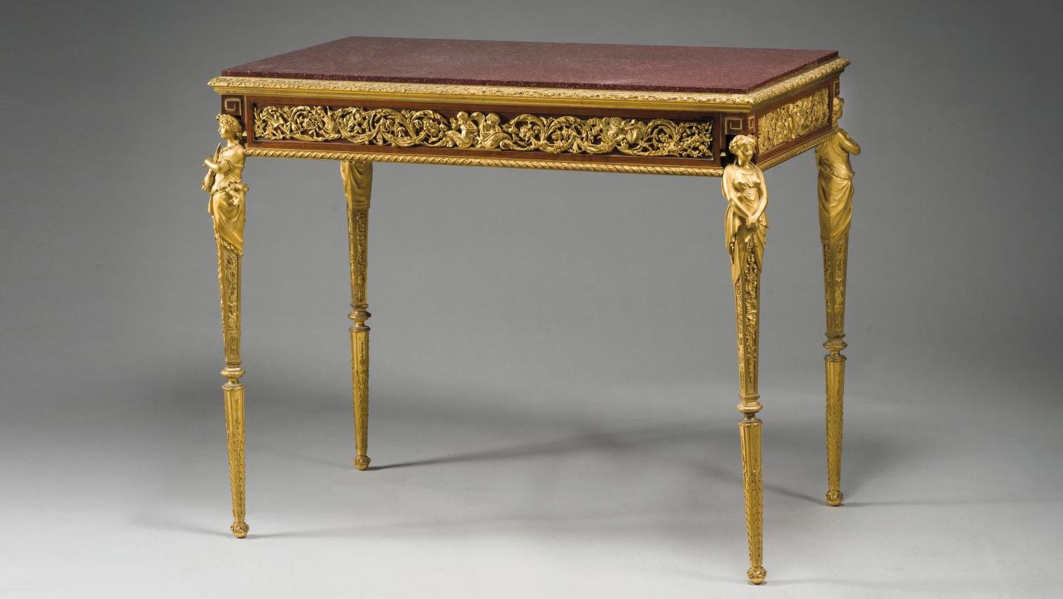 Henry Dasson (1825-1896), table de milieu de forme rectangulaire dite «table des... Les arts du XIXe de la collection Lécoules
