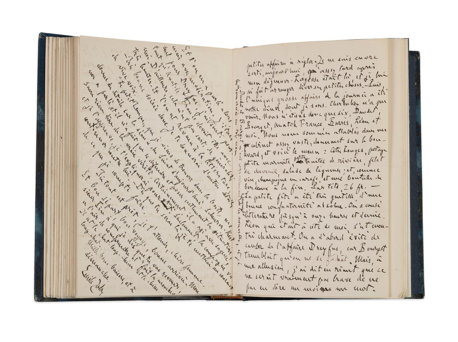 Émile Zola (1840–1902), 312 signed autograph letters to his wife Alexandrine, 1876–1901, about 110 in-octavo pages, plus four cards and 34