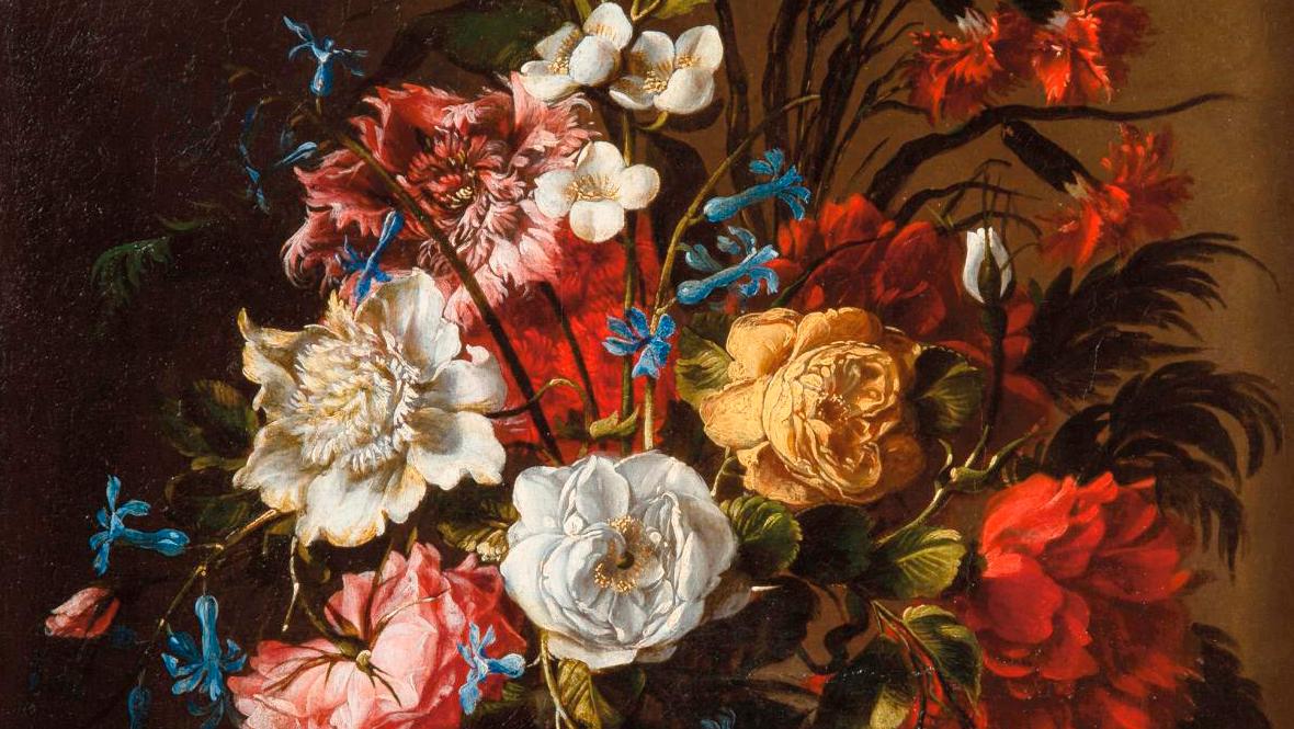 Juan de Arellano (1614-1676), Roses in a Vase, oil on canvas, 64 x 45 cm/25.2 x 17.7... The Baroque Flowers of Juan de Arellano
