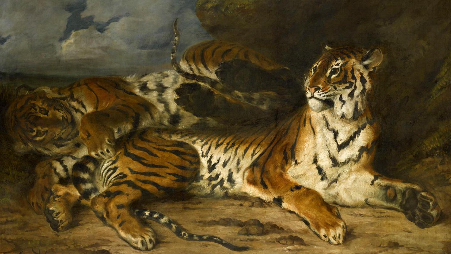 Eugène Delacroix (1798-1863), Étude de deux tigres ou Jeune tigre jouant avec sa... Delacroix et la nature en son musée