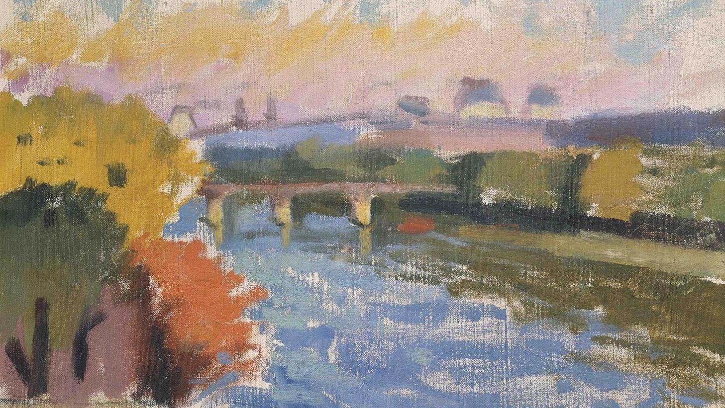 Charles Camoin, Le Pont des Arts vu du Pont-Neuf, 1904, huile sur toile, 33 x 41 cm,... Camoin au musée de Montmartre