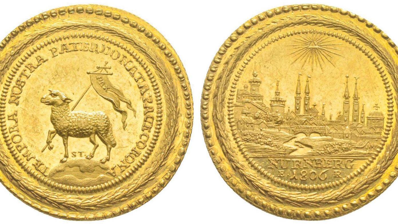 Trois ducats commémorant la paix de Presbourg, Ville impériale libre de Nuremberg,... Monnaie de Nuremberg : une envolée historique
