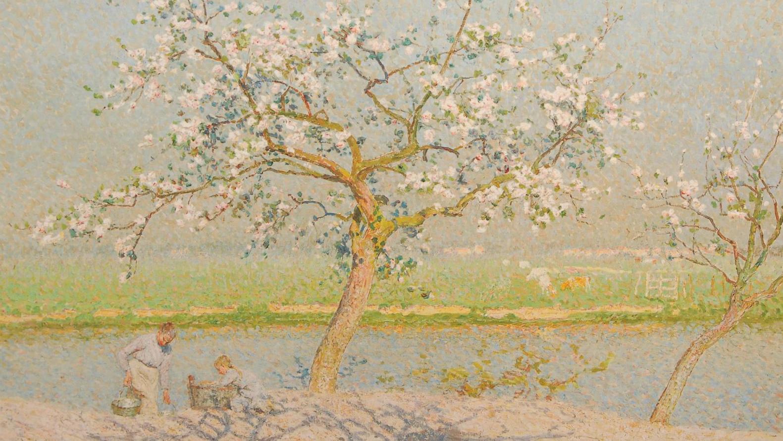 Émile Claus (1849-1924), Le Pommier, huile sur toile, 1906, 89 x 116 cm. Adjugé :...  Résultat printanier pour Émile Claus