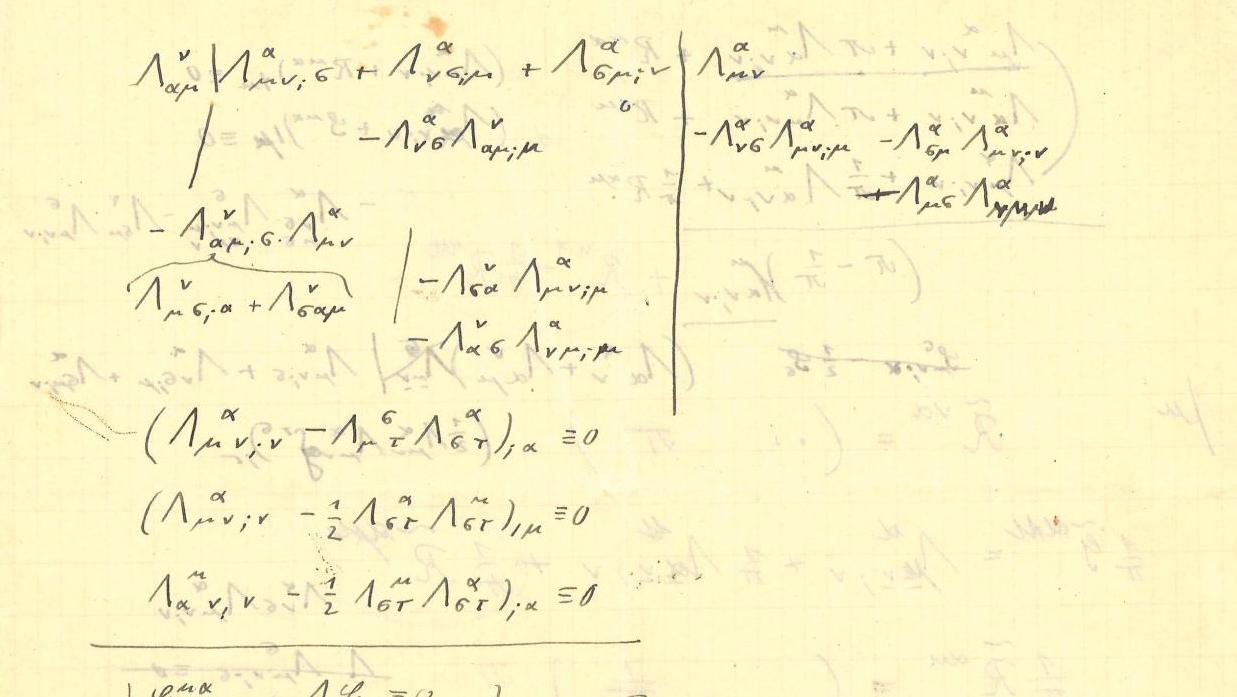 Albert Einstein (1879-1955), notes autographes signées, équations et calculs, deux... Albert Einstein, des chiffres aux lettres