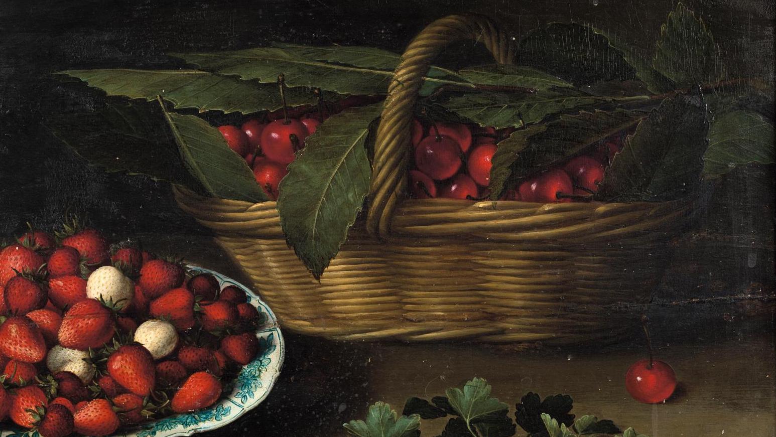 Louyse Moillon (vers 1610-1696), Nature morte à la coupe de fraises, panier de cerises,... Record mondial pour Louyse Moillon