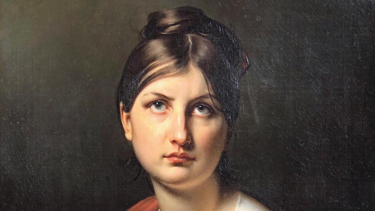 Jean-Baptiste Paulin-Guérin (1783-1855), Portrait de femme, toile signée, 73 x 59 cm.... Trésors de Chine et portrait de Paulin-Guérin 