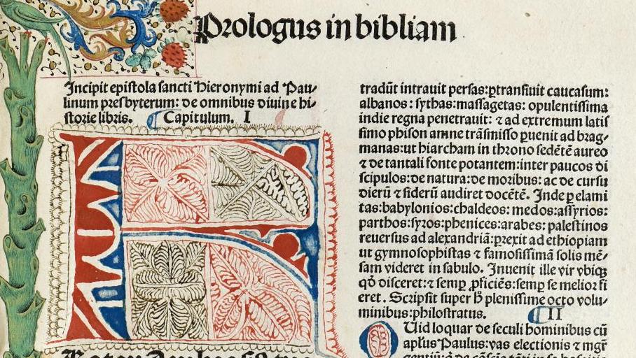 Biblia Latina, Venise, Leonardus Wild pour Nicolas de Franckfordia, 1478, In-4°,... Occultisme, spiritualité  et sciences… Les passions d’un bibliop