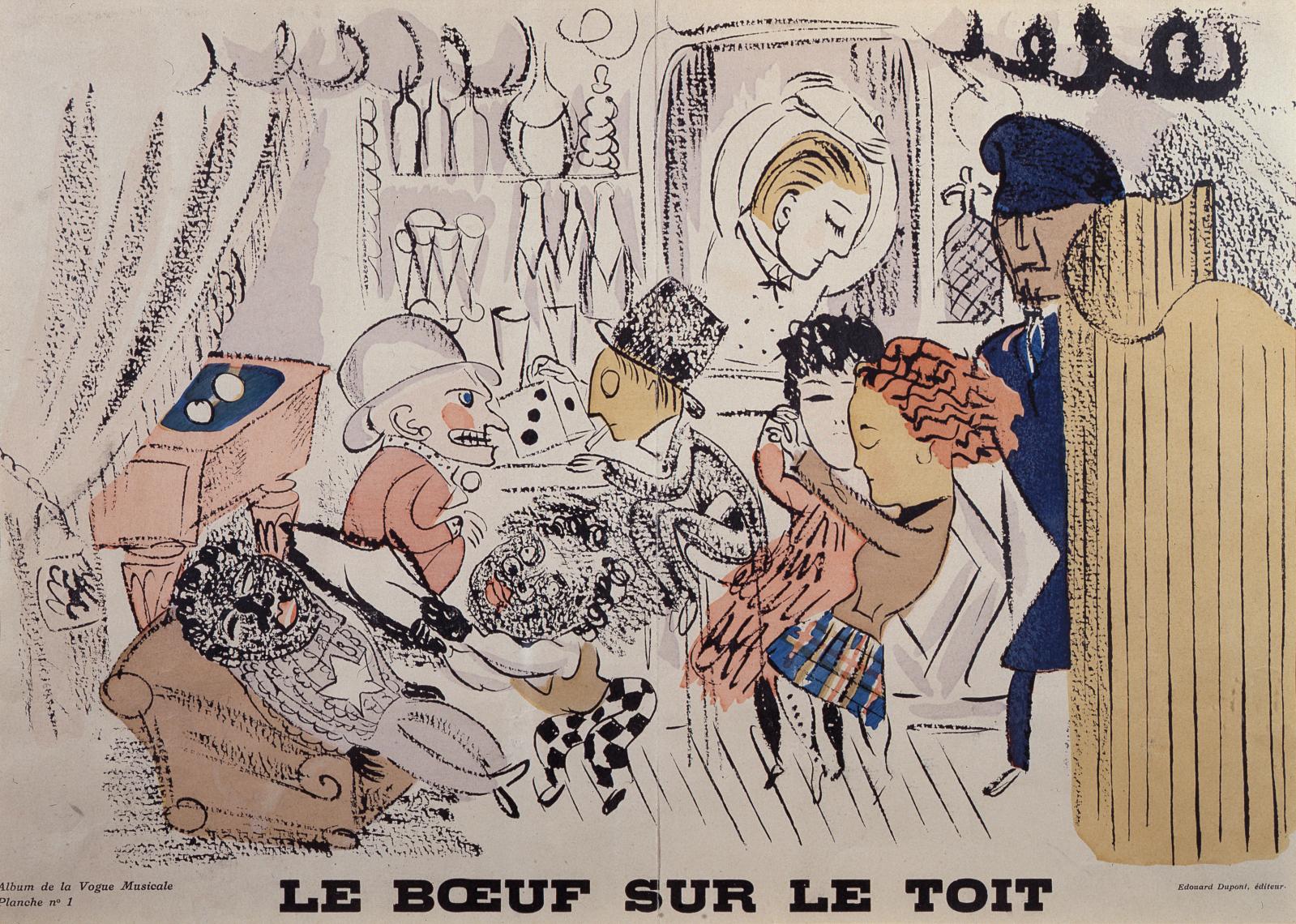 Raoul Dufy (1877-1953), Le Bœuf sur le toit, illustration, issue du premier numéro de La Vogue musicale, 1920, lithographie. © Archives Ch