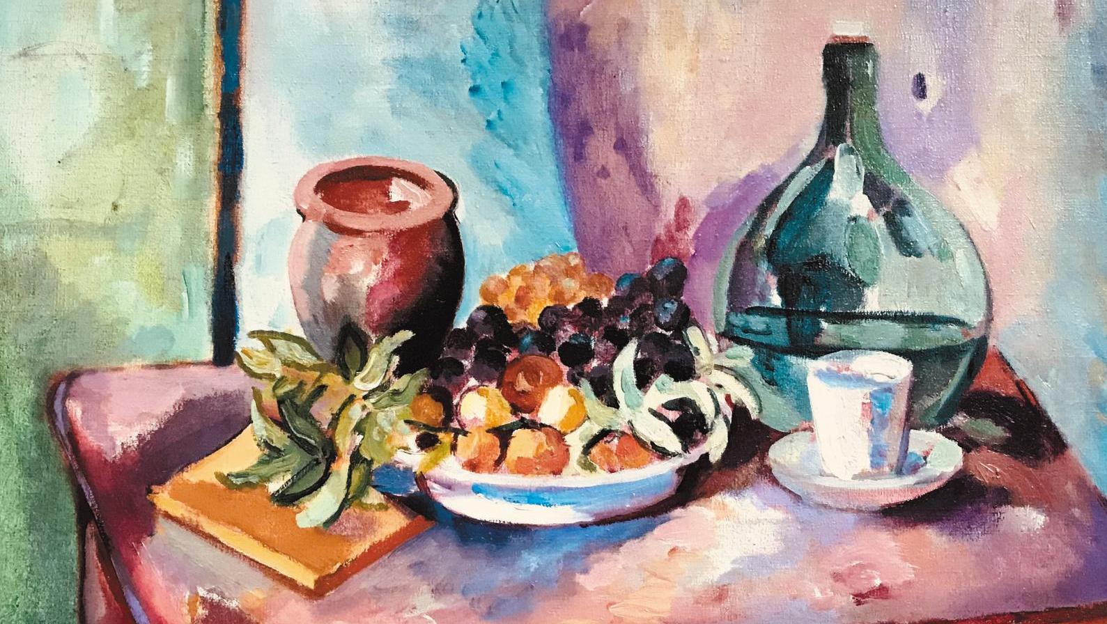Henri Charles Manguin (1874-1949), Raisins et arbouses, 1919, huile sur toile, 54 x 65 cm.... Des fruits juteux à souhait
