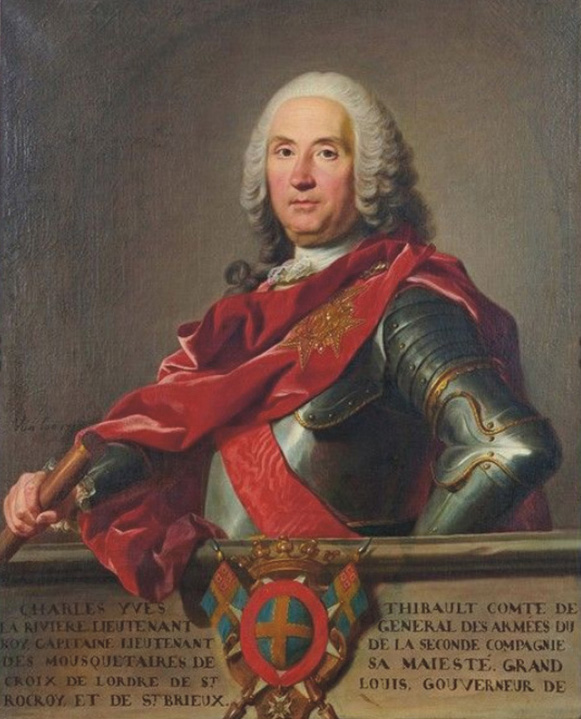 Louis-Michel Van Loo (1707-1771), Portrait de Charles Yves Thibault, capitaine des mousquetaires de Sa Majesté, huile sur toile, 105 x 85 