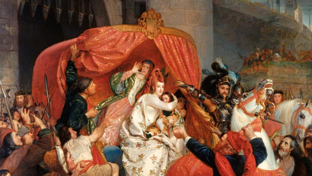 Sophie Rude (1797-1867), La Duchesse de Bourgogne (Isabelle du Portugal) arrêtée... Les ducs de Bourgogne en mode troubadour à Brou
