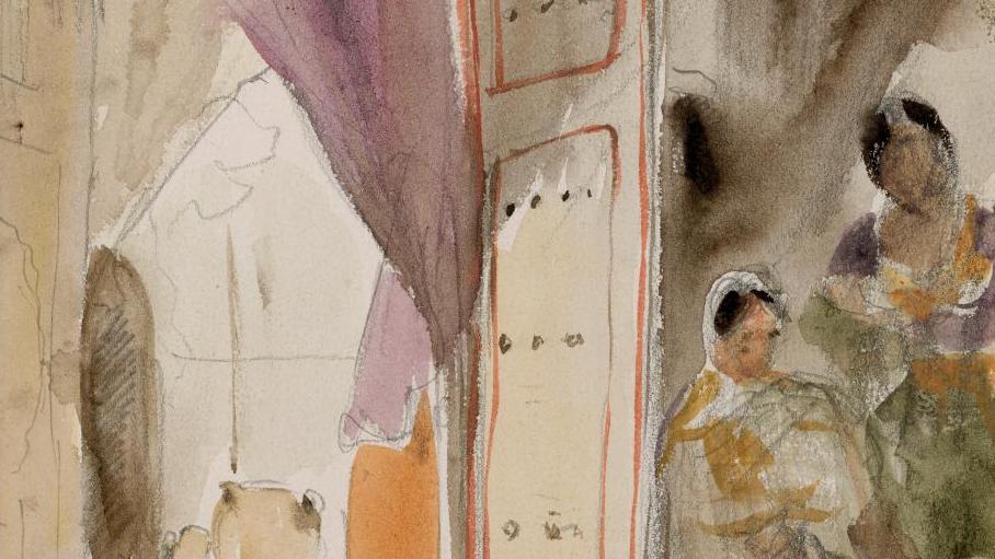 Eugène Delacroix (1798-1863), Album du voyage au Maroc : intérieur d’une maison juive... Les dessins orientalistes du musée de Condé à Chantilly