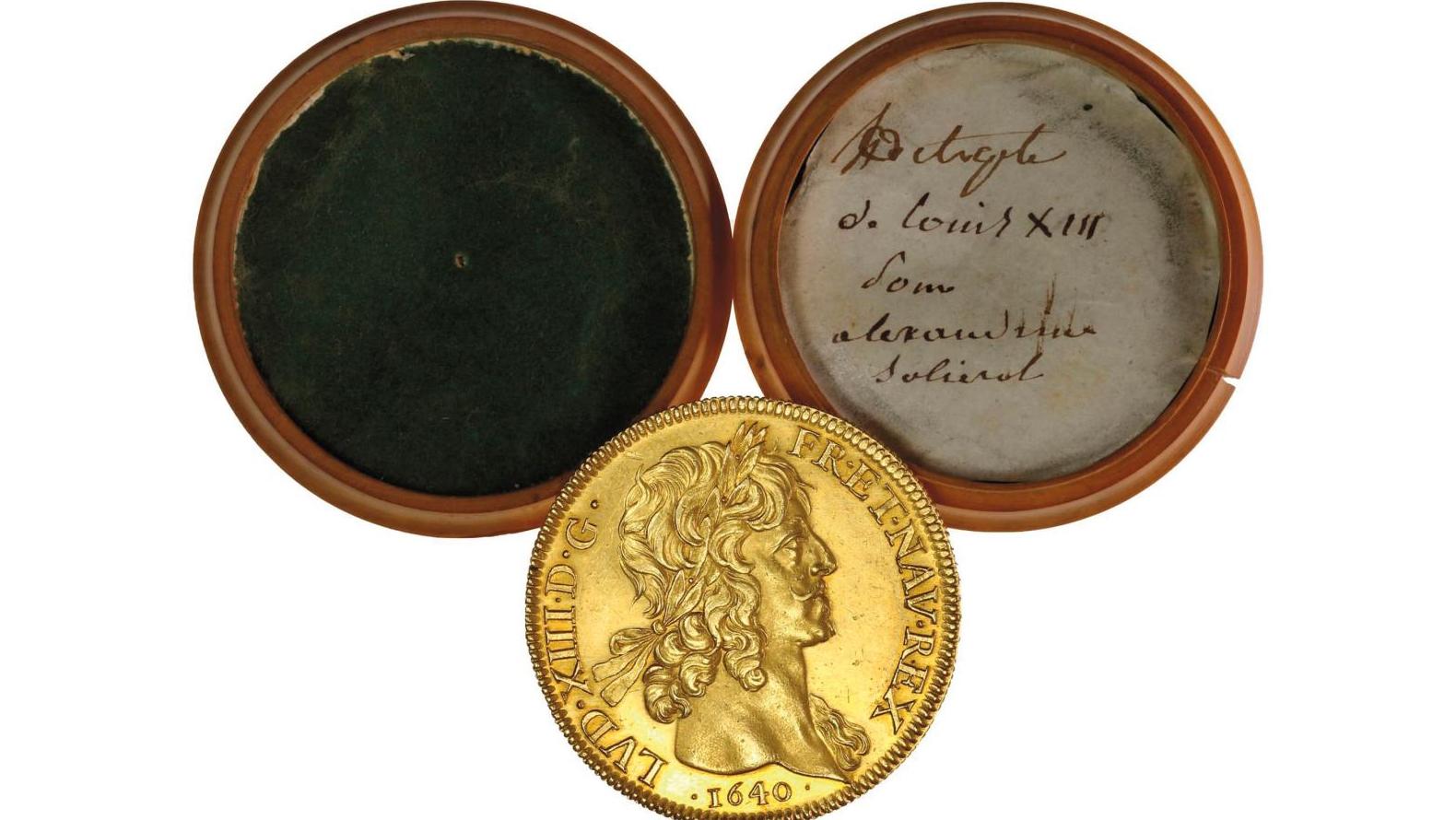 Jean Warin (1607-1672), 8 louis d’or «à la tête laurée», frappé à Paris en 1640,... Dans la famille des louis d’or, le 8 !