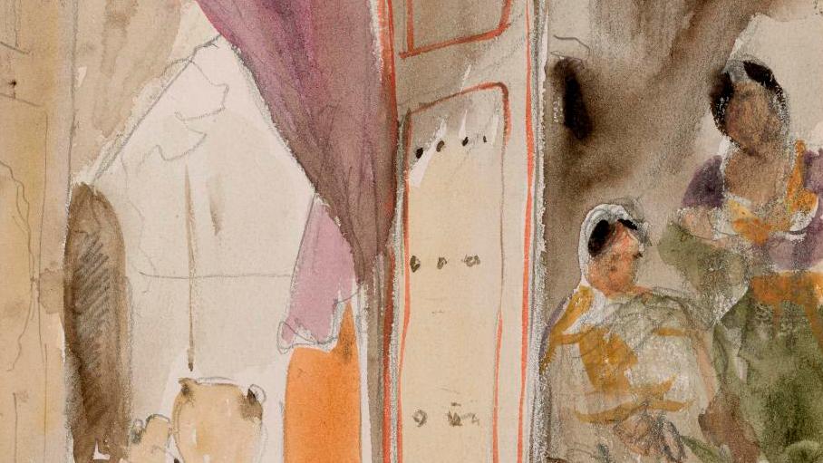 Eugène Delacroix (1798-1863), Album du voyage au Maroc : Intérieur d’une maison juive... The Duc d'Aumale’s Orientalist Drawings at Chantilly