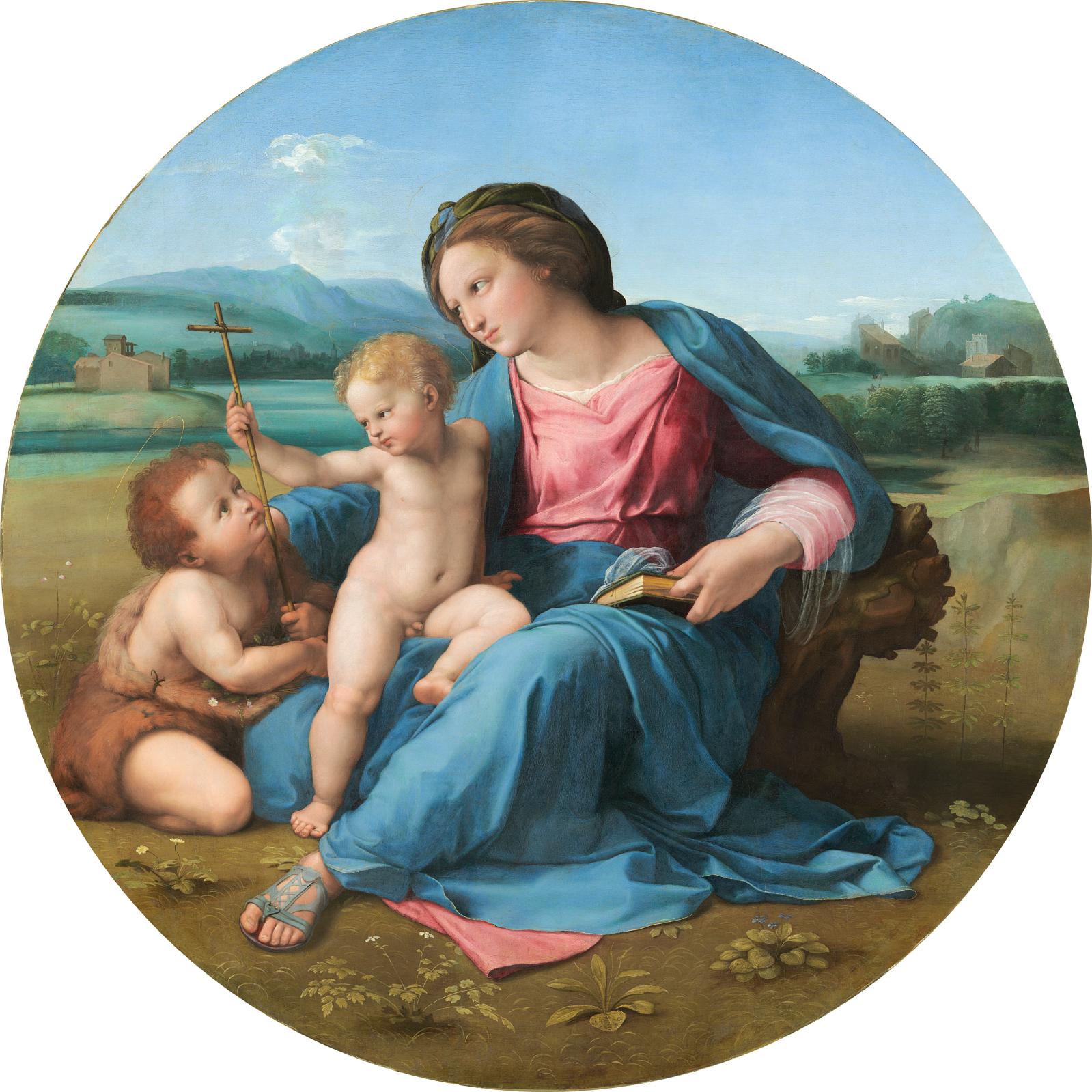 Raphael (1483-1520), The Virgin and Child with the Infant Saint John the Baptist (‘The Alba Madonna’), about 1509–11, oil on wood transfer