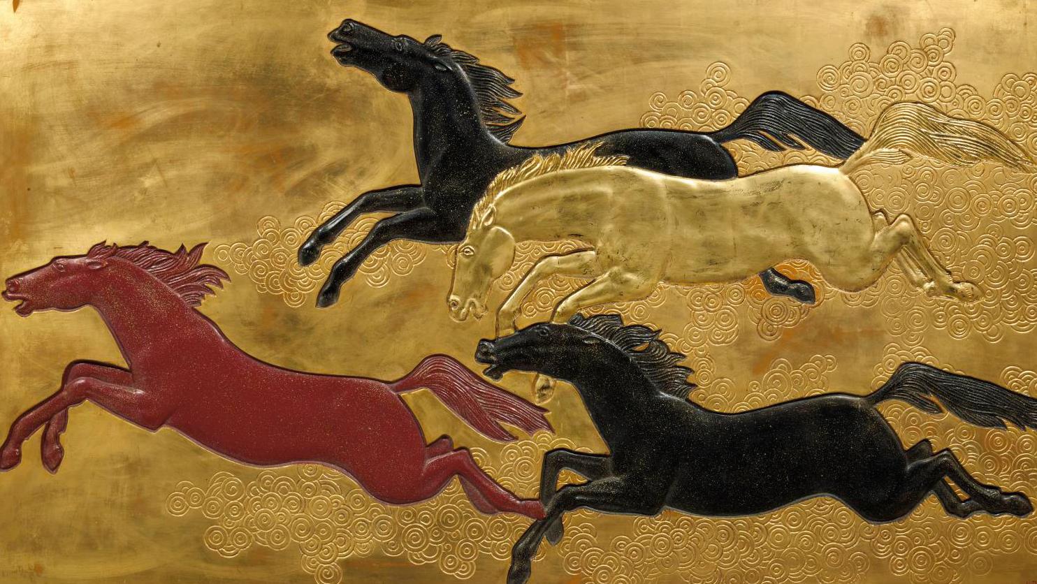 Jean Dunand (1877-1942), La Conquête du cheval (The Conquest of the Horse), plaster... Jean Dunand and the Conquest of the Horse