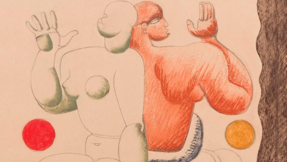 Charles-Édouard Jeanneret, aka Le Corbusier (1887-1965), Composition aux deux femmes... A Drawing Le Corbusier's Pocket