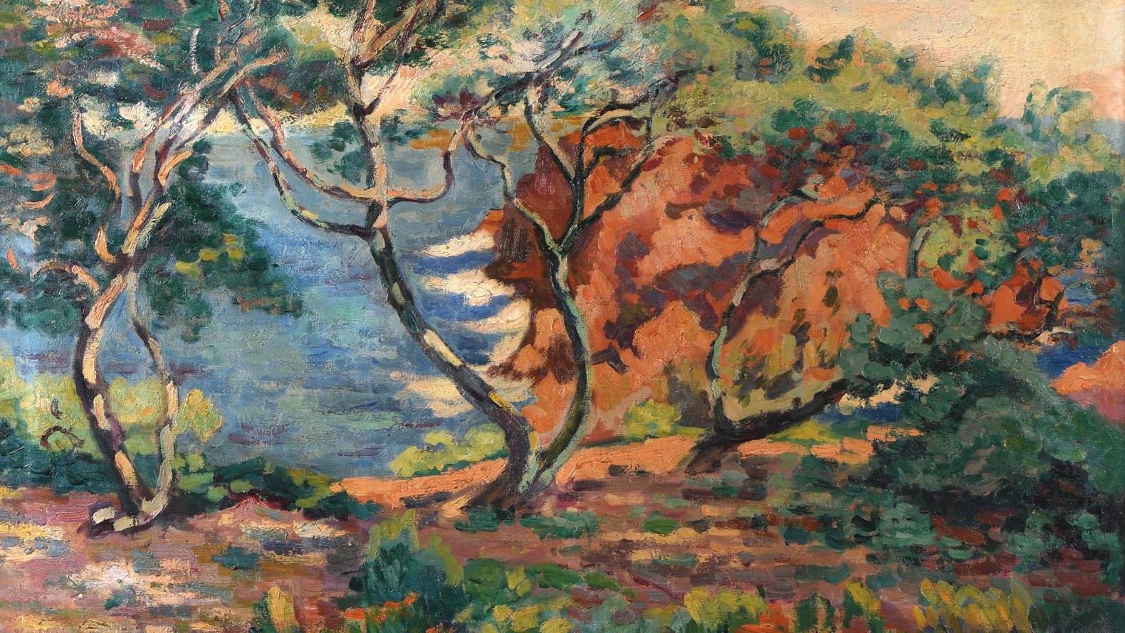 Armand Guillaumin (1841-1927), Agay, avril 1914, soir, rocher île Besse, huile sur... Armand Guillaumin, version méditerranéenne